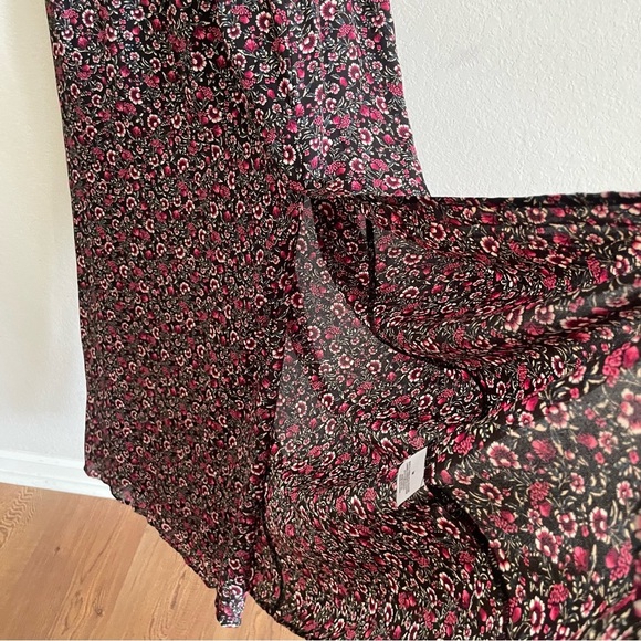 Mi Ami womans Floral faux Wrap maxi Dress size M romantic side slit feminine - Picture 5 of 8